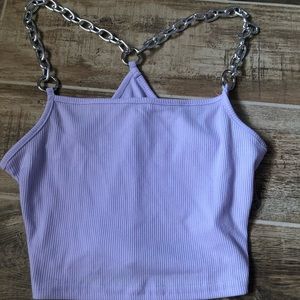 Purple chain crop tank top.